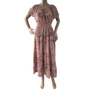 Anthropologie Kindred Embroidered Tiered Boho Maxi Dress